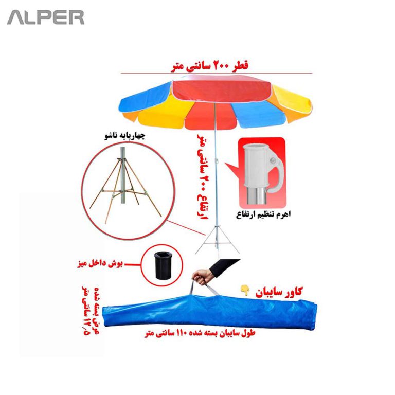 سایزبندی سایبان چتری و لوازم جانبی آن SFR-2750iT-4 سایزبندی سایبان چتری و لوازم جانبی آن