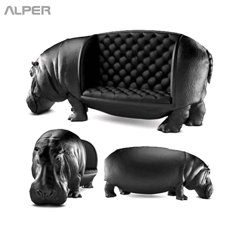 مبل تک نفره چوبی طرح کرگدن ZDN-1003WL - Single wooden sofa with rhinoceros design